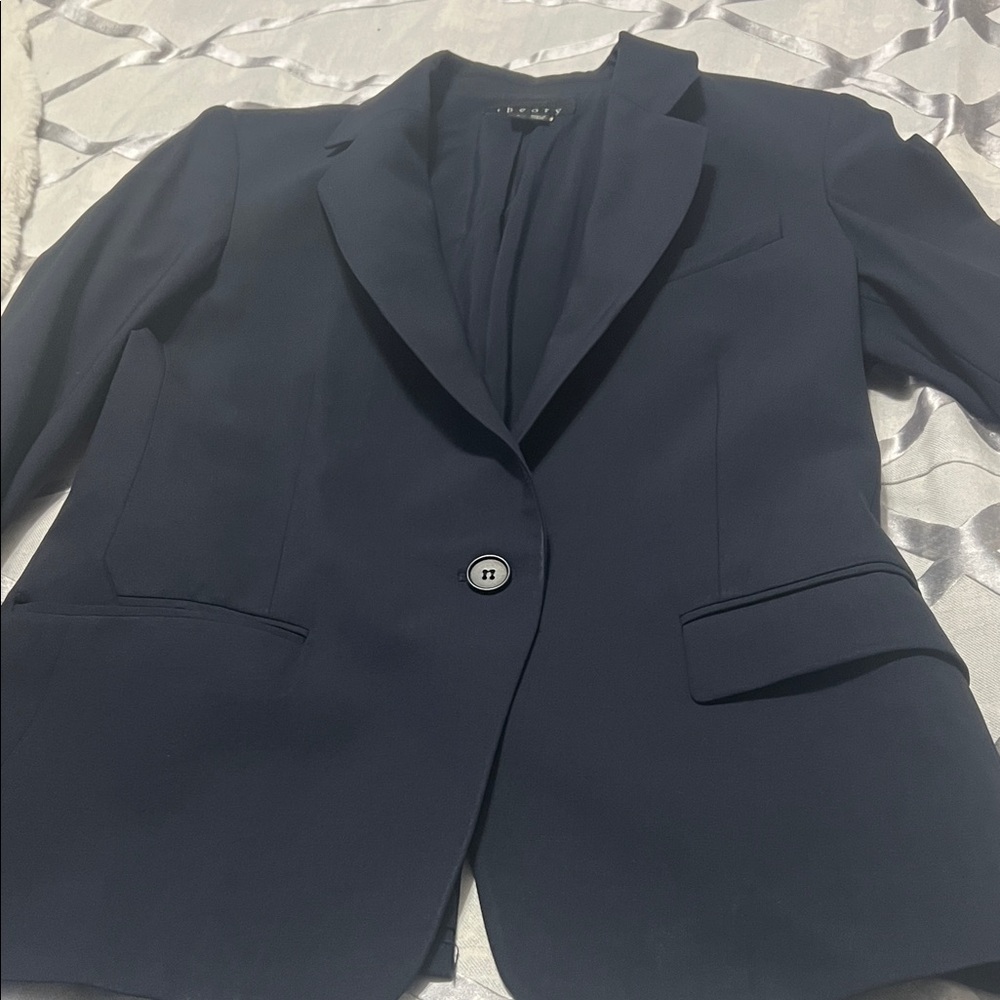 Theory Women's Navy Single-Button Blazer